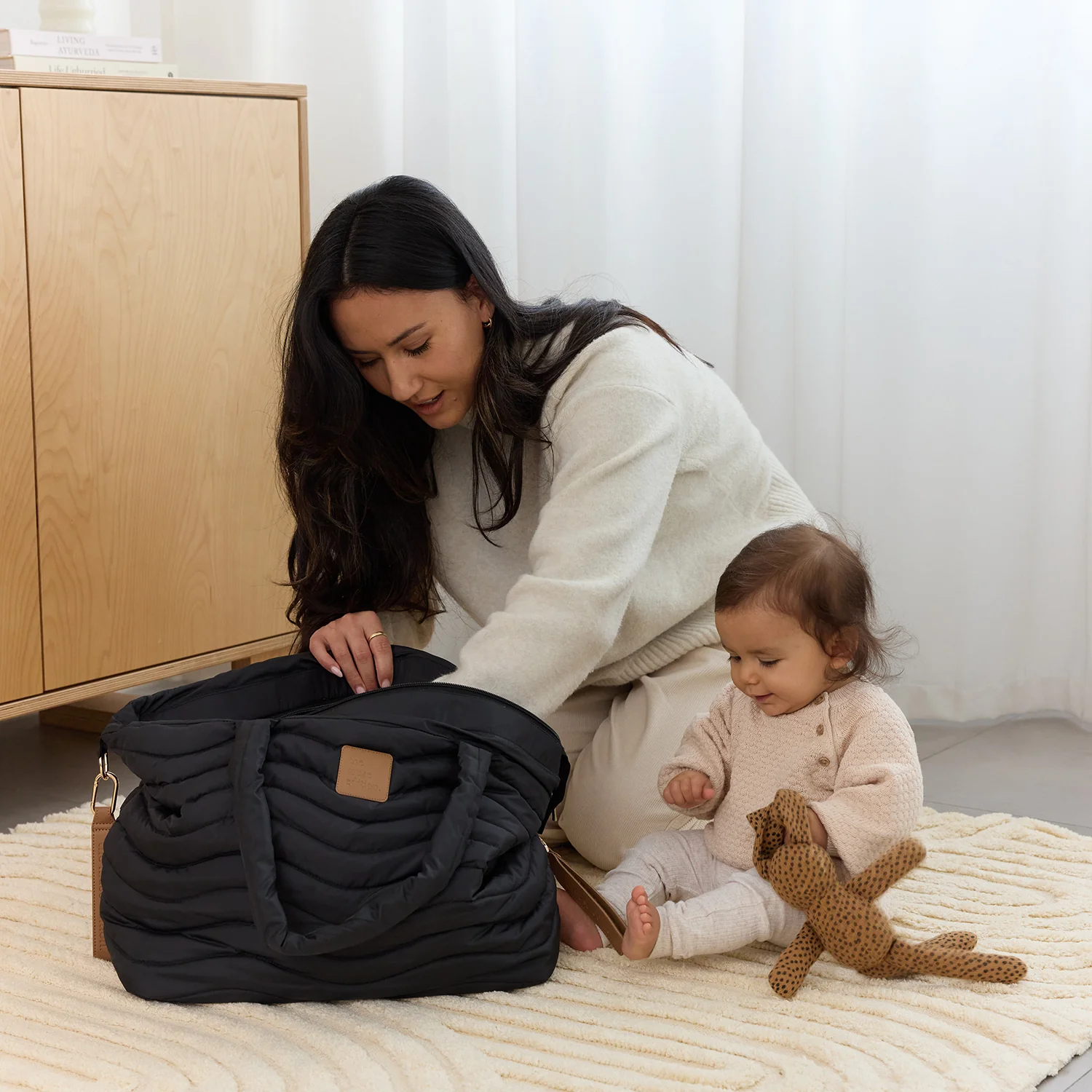 Black Wave Quilted Baby Bag - Image 6