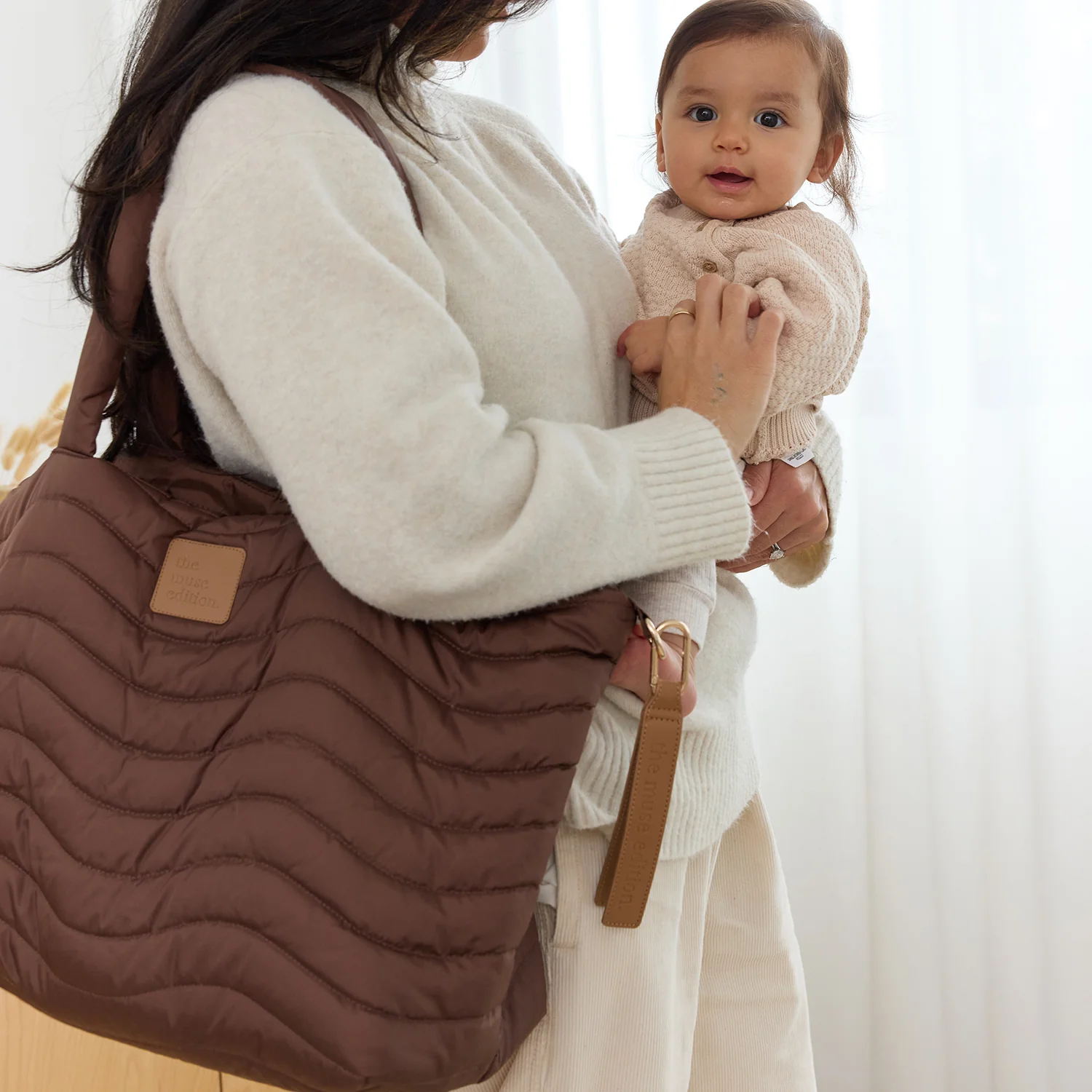Espresso Wave Quilted Baby Bag - Image 8