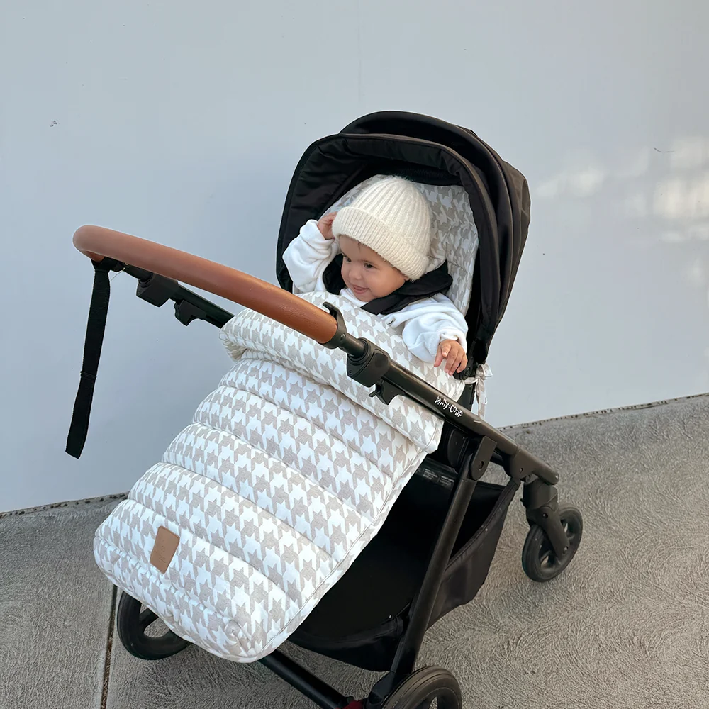 Houndstooth Linen Pram Cosy - Image 6
