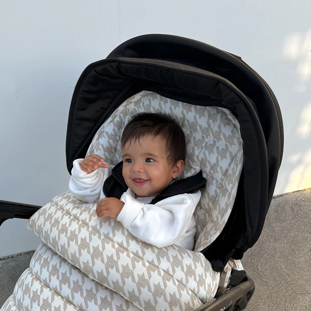 Houndstooth Linen Pram Cosy - Image 7