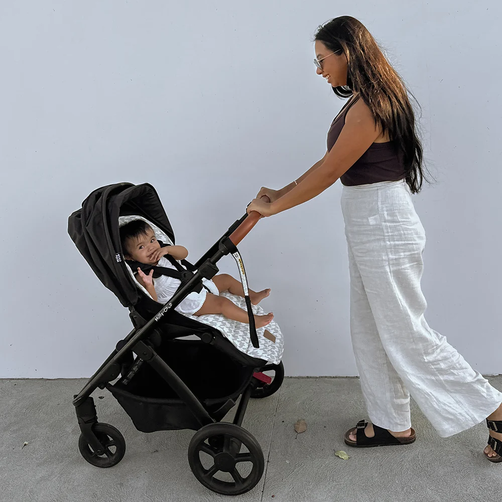 Houndstooth Universal Linen Pram Liner - Image 7