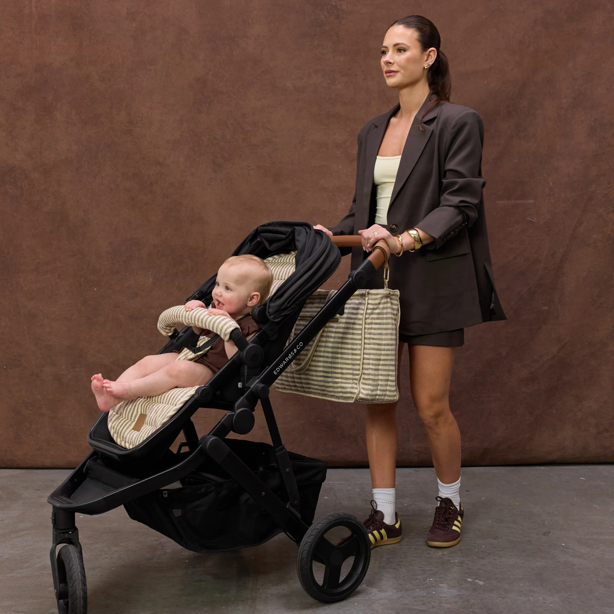 Lemon Sorbet Stripe Linen Pram Harness Cover Set - Image 5