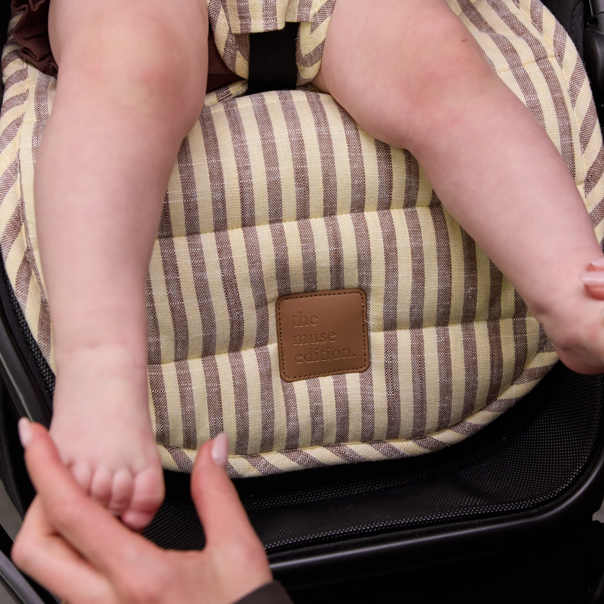 Lemon Sorbet Stripe Universal Linen Pram Liner - Image 3