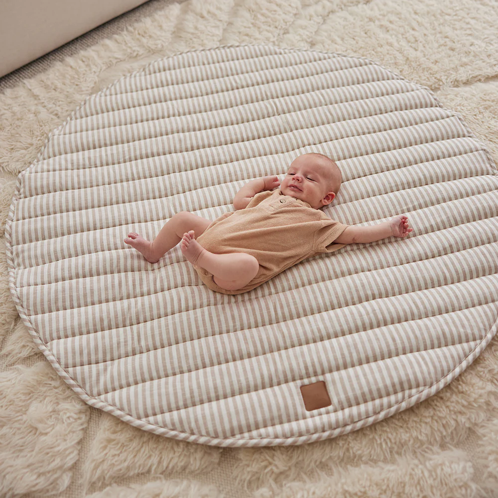 Natural Stripe Linen Baby Play Mat - Image 3