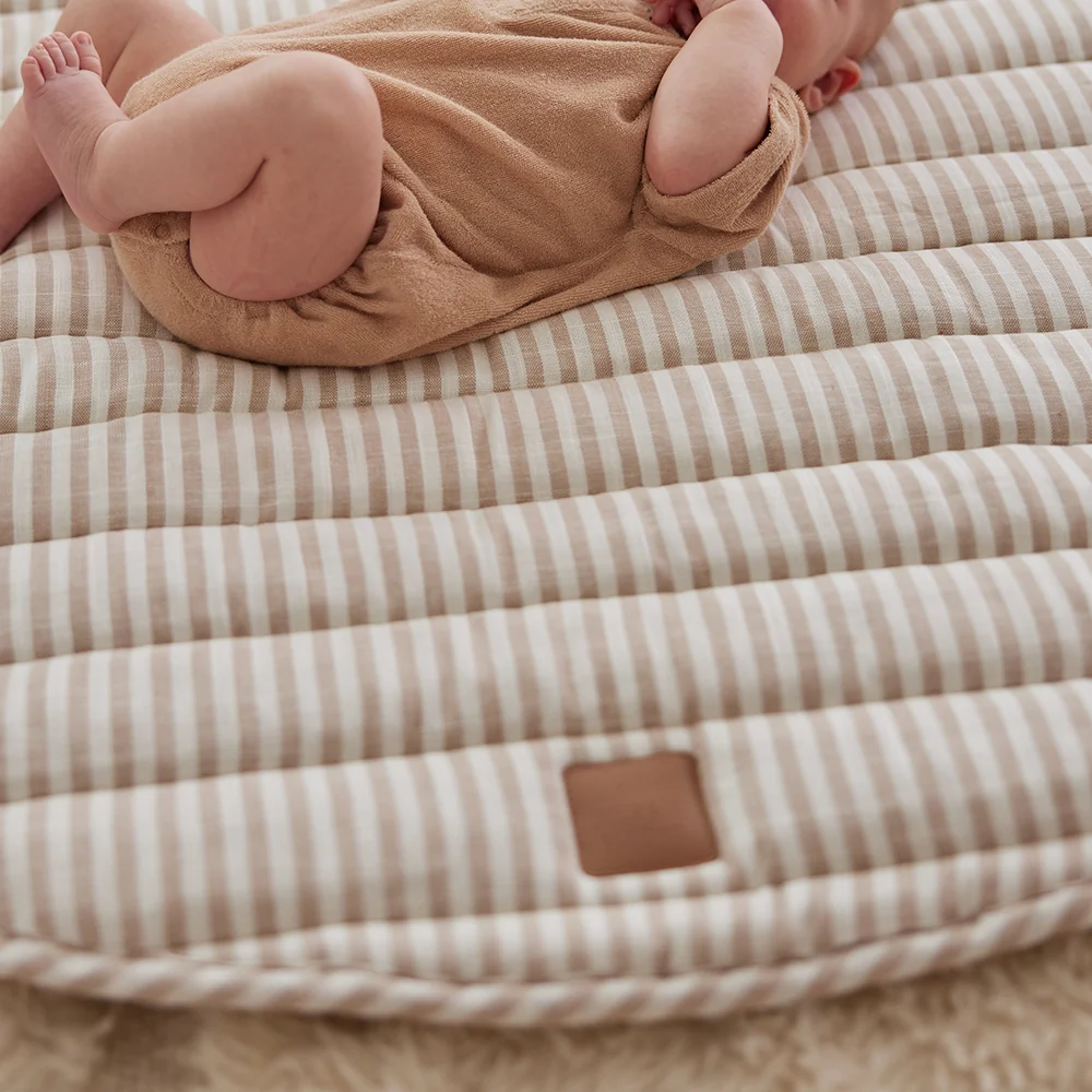 Natural Stripe Linen Baby Play Mat - Image 4