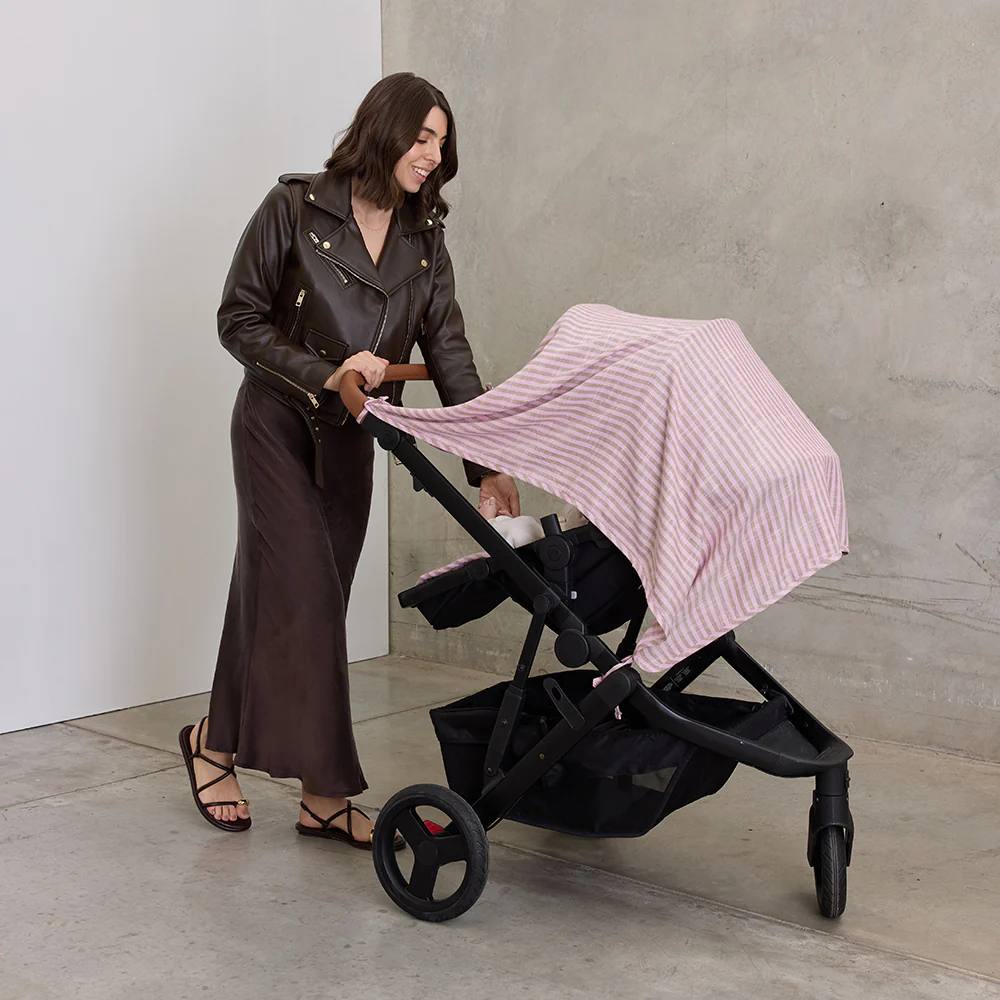 Mocha Stripe Linen Baby Blanket - Image 3
