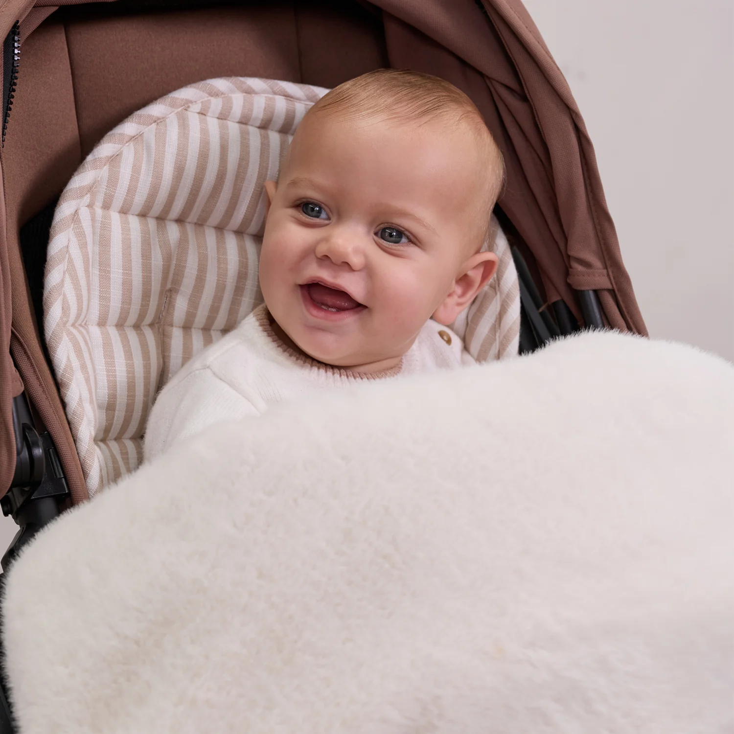 Natural Faux Fur Winter Pram Cosy Insert - Image 6