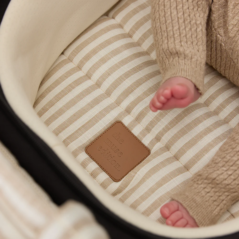 Natural Stripe Universal Linen Bassinet Liner - Image 4