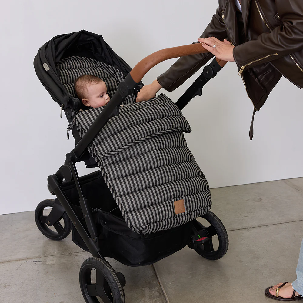 Noir Stripe Linen Pram Cosy - Image 3