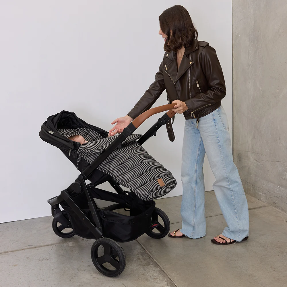Noir Stripe Linen Pram Cosy - Image 5