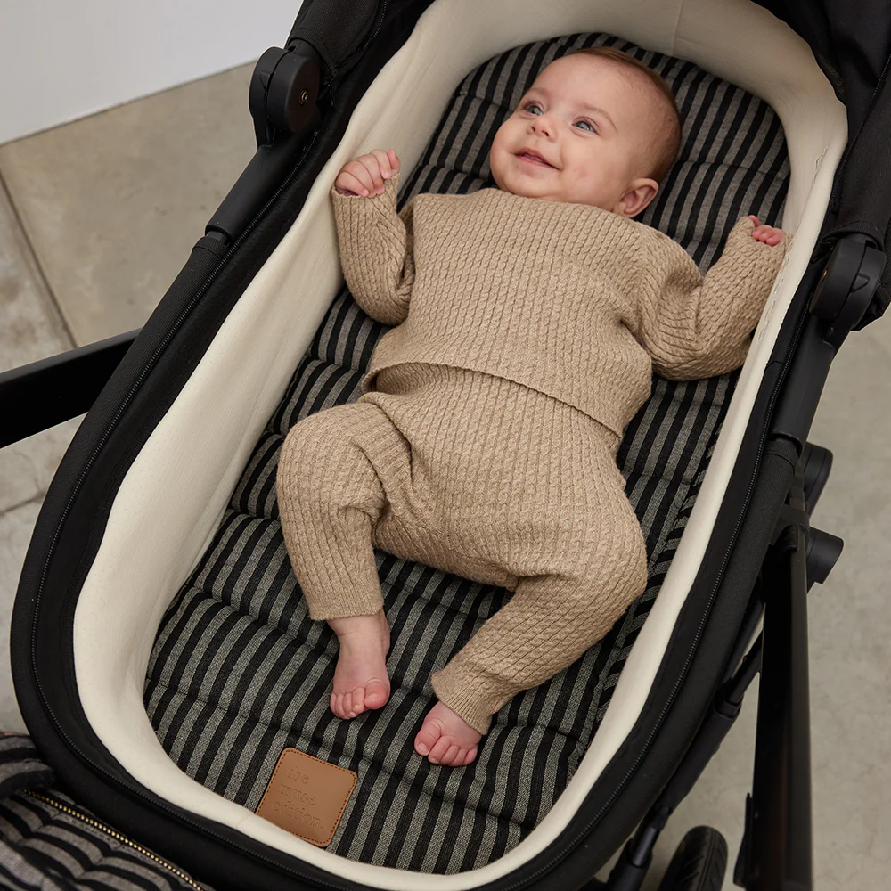 Noir Stripe Universal Linen Bassinet Liner - Image 3