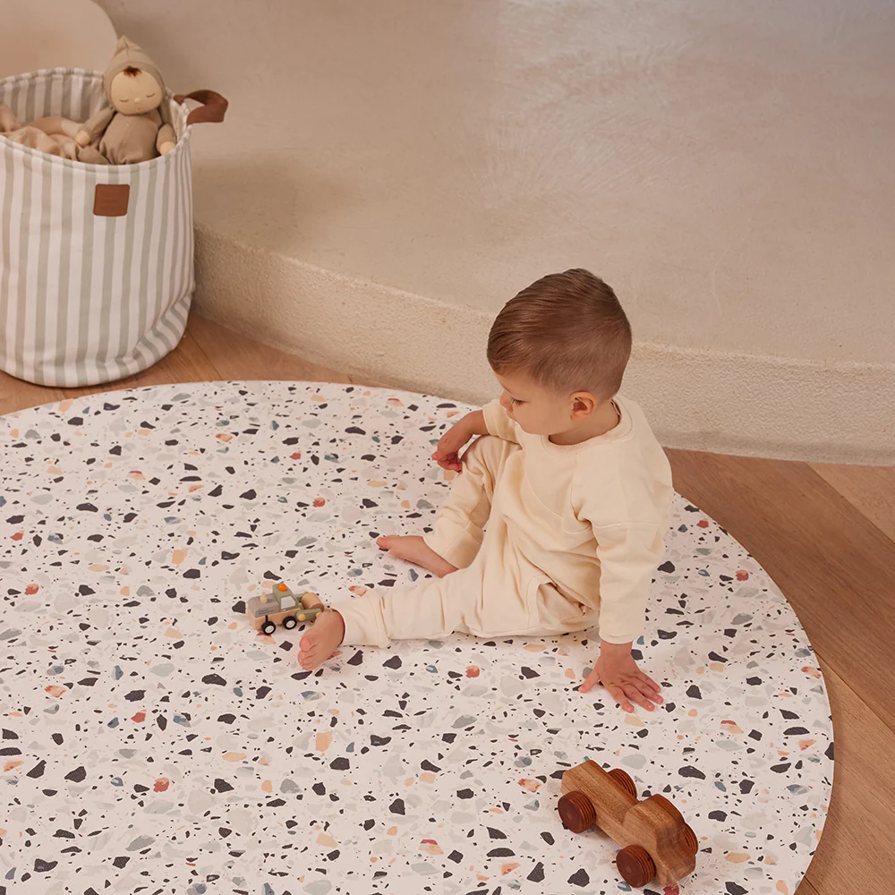 Round Foam Play Mat - Terrazzo/Weave - Image 3